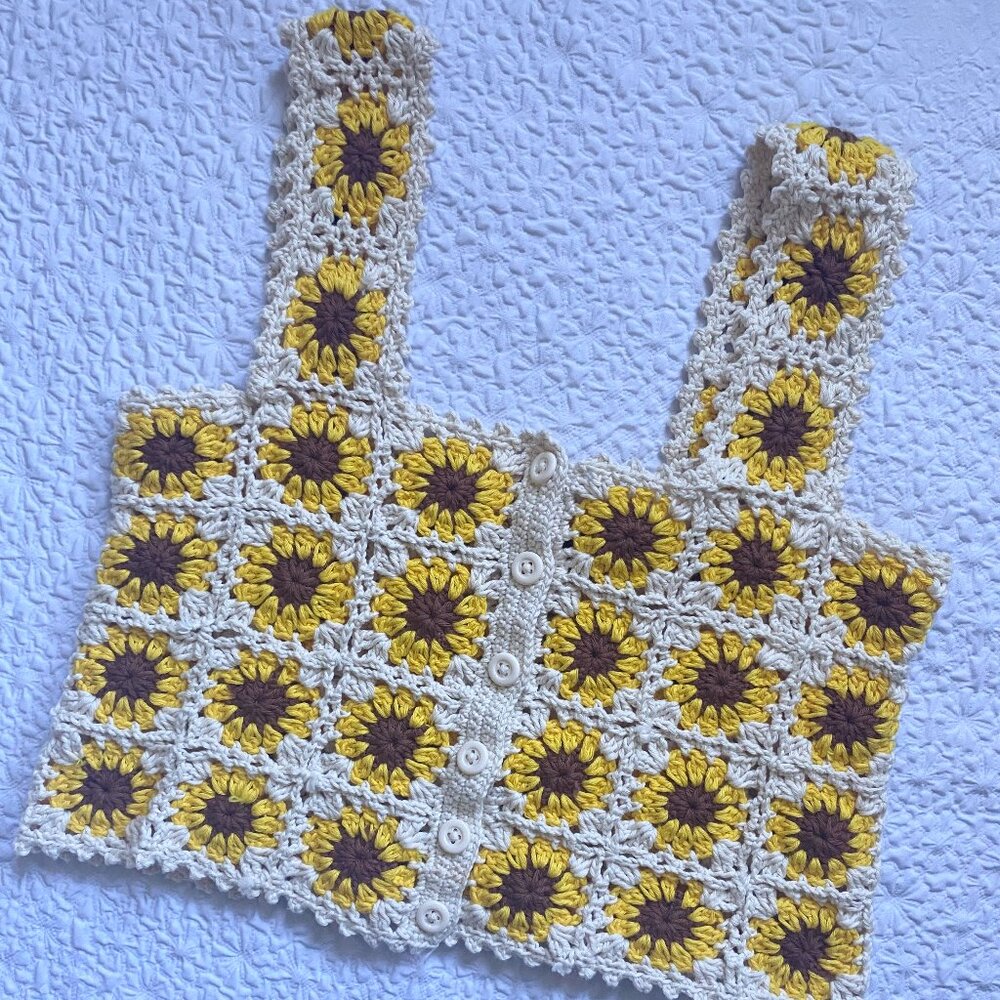 Handmade Sunflower Crochet Top